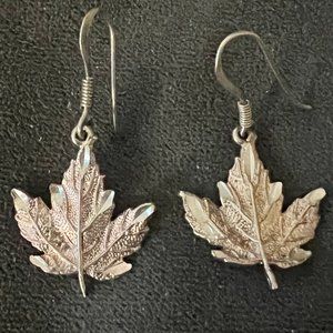 Nordstrom Sterling Silver Leaf Drop Fish Hook Pierced Earrings